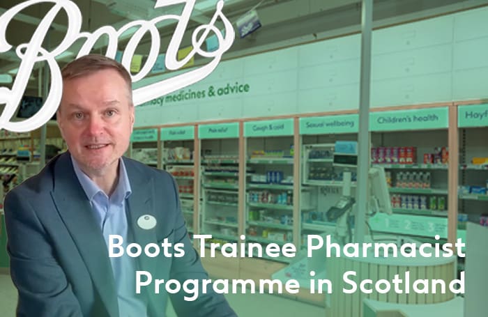 A Trainee Pharmacist overlaid on the Boots Logo