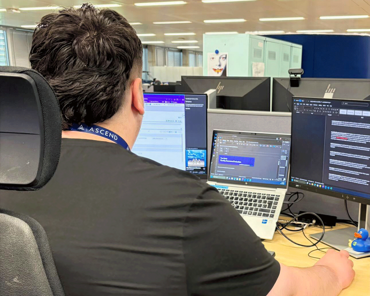 Harvey working on his laptop