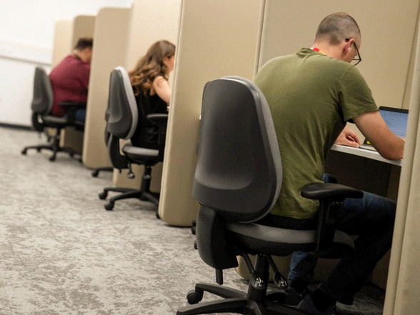 Pete working on his desk